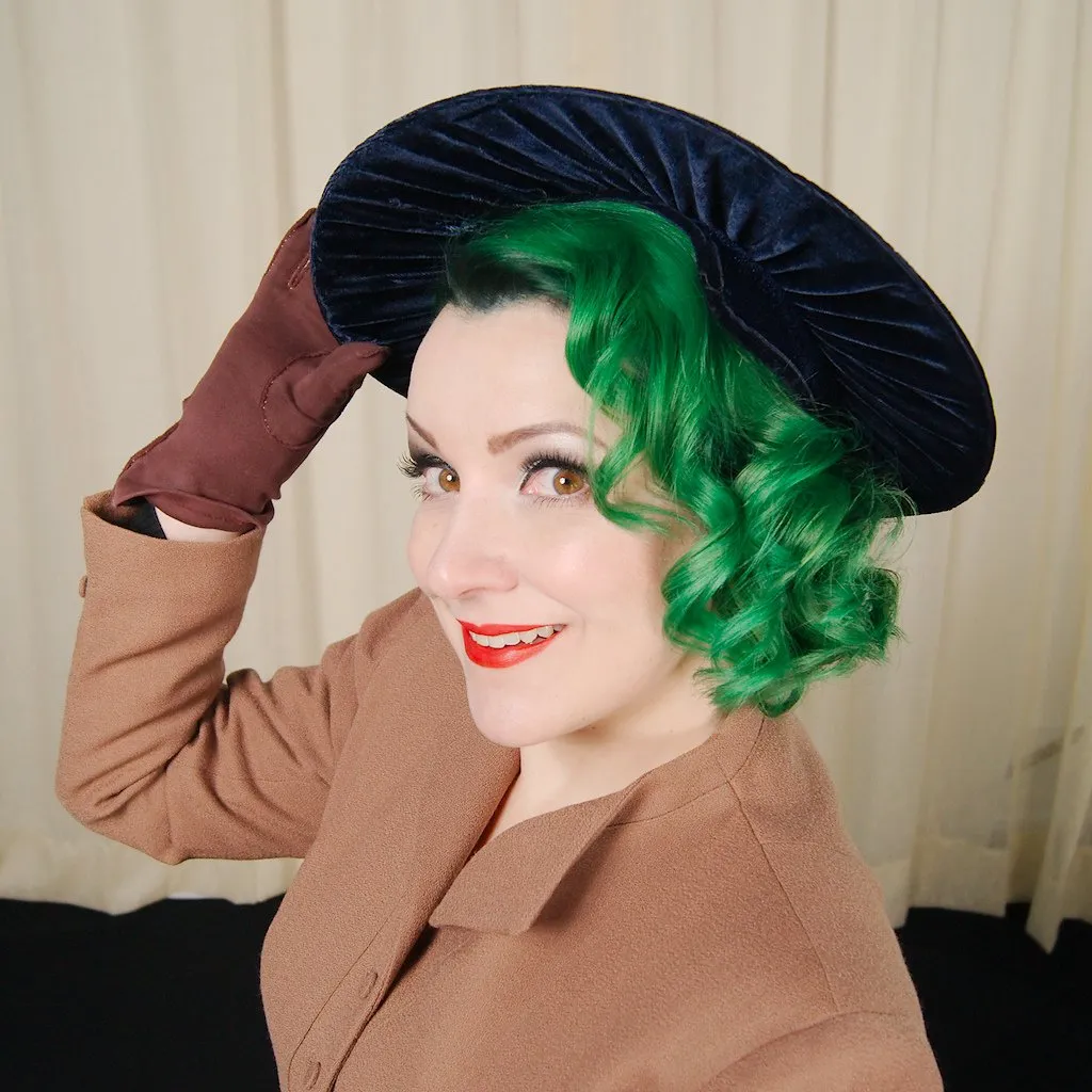 1950s Navy Velvet Platter Hat