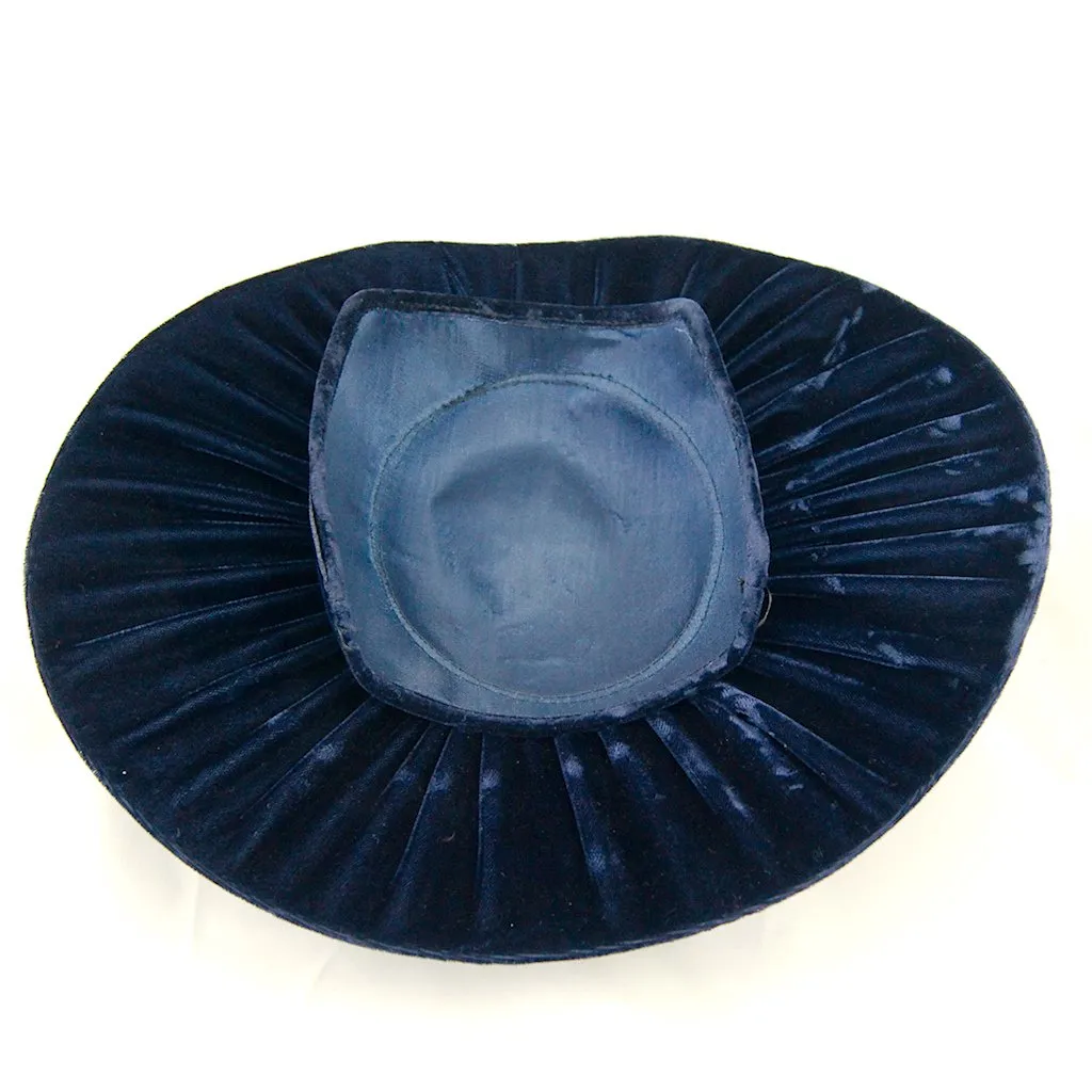 1950s Navy Velvet Platter Hat