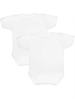 2 Pack - 100% Cotton White Short Sleeved Bodysuits