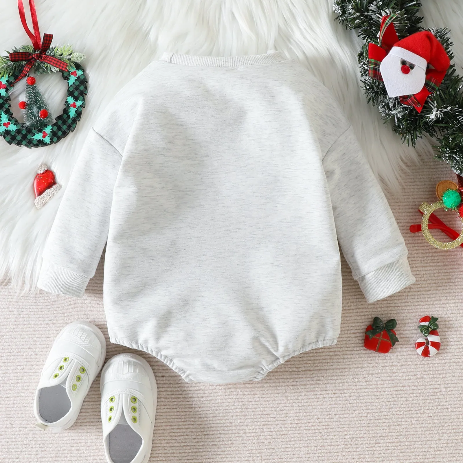 Baby Boys Girls Christmas Colorful Letter Print Long-sleeved Jumpsuit