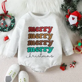 Baby Boys Girls Christmas Colorful Letter Print Long-sleeved Jumpsuit