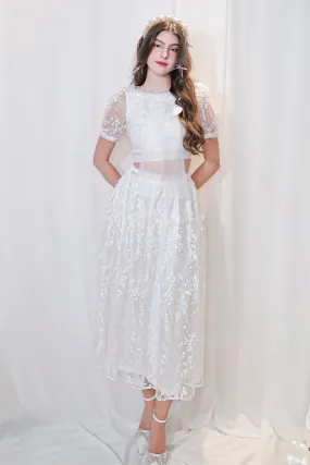 Berenice A-line Short Sleeved Lace Midi Set