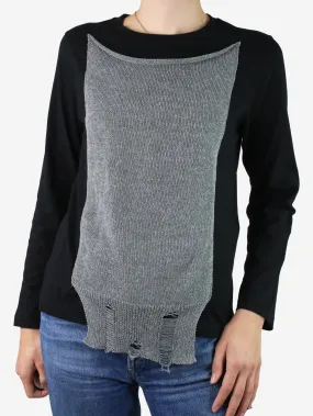 Black long-sleeved top with knit overlay - Brand size 2