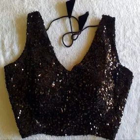 Black Sequin Velvet Blouse