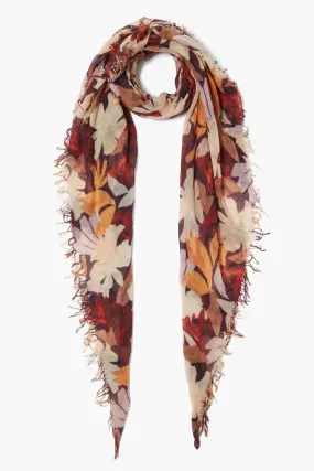 Cashmere and Silk Scarf Magnolia Floral Print