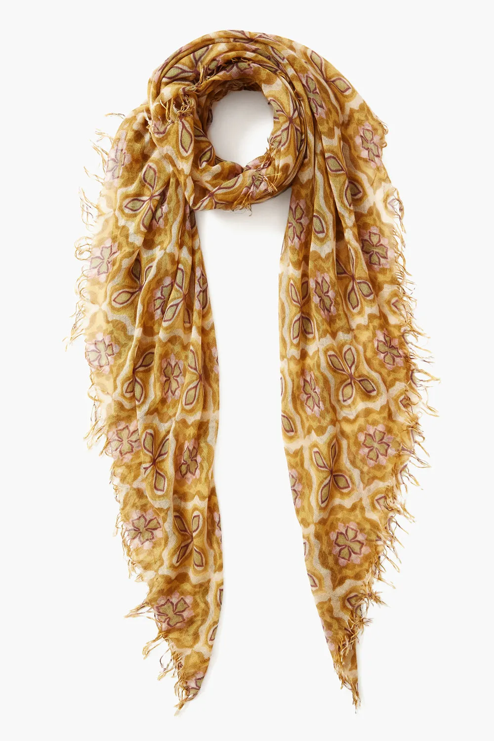 Cashmere and Silk Scarf Mineral Yellow Crux