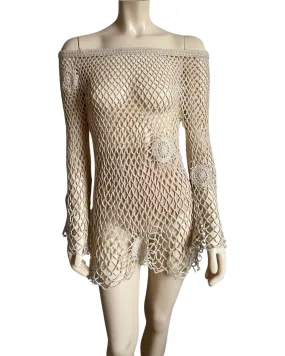 CASHMERE CROCHET MINI DRESS