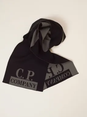 C.P. Company Merino Wool Logo Scarf / Black