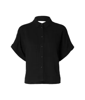 Cropped Short Sleeved Shirt - Black