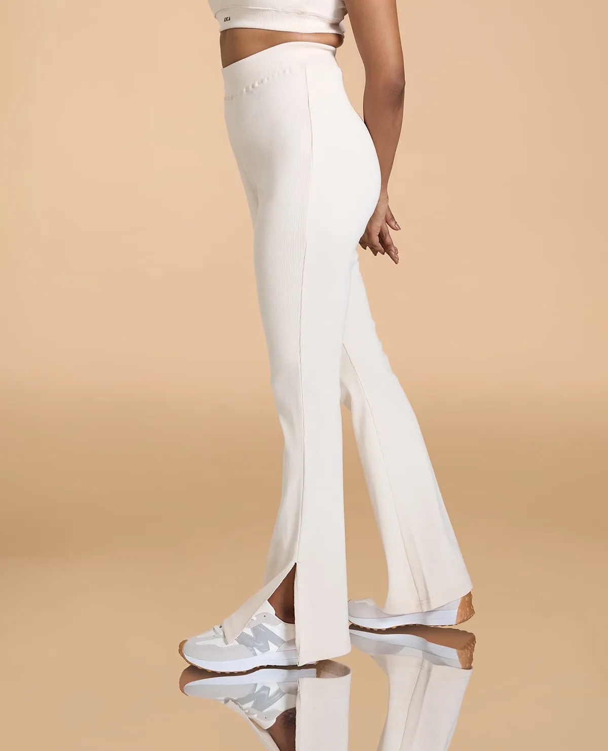 High Waist Ribbed Flared Pants