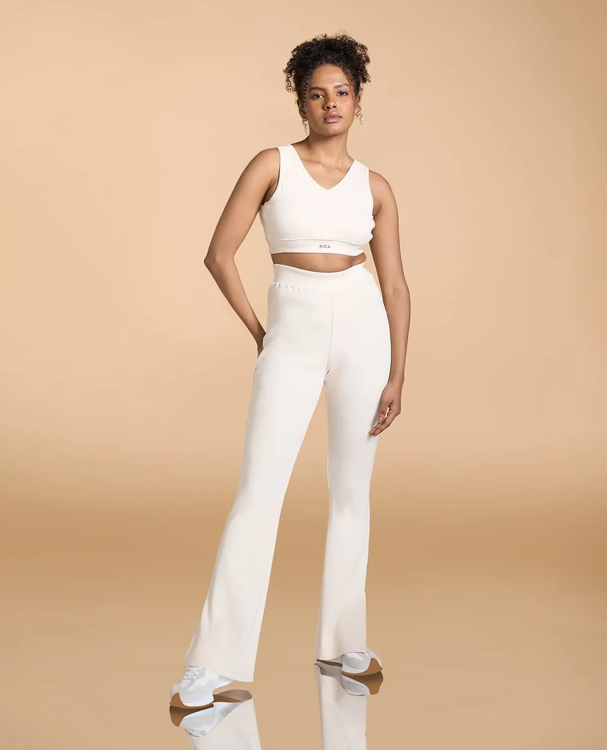 High Waist Ribbed Flared Pants