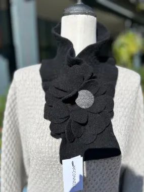 Irish - Floral Collar Scarf - Black