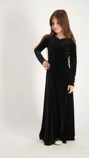 Kids Maxi Velvet Dress / Black