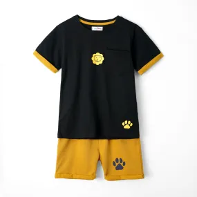 Kids Soft Cotton Graphic Black Suit