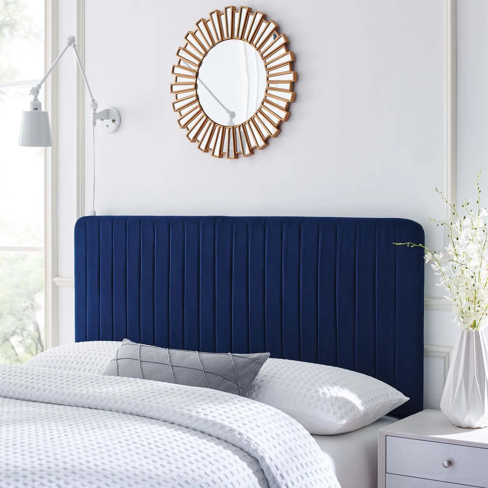 Milenna Channel Tufted Performance Velvet Headboard