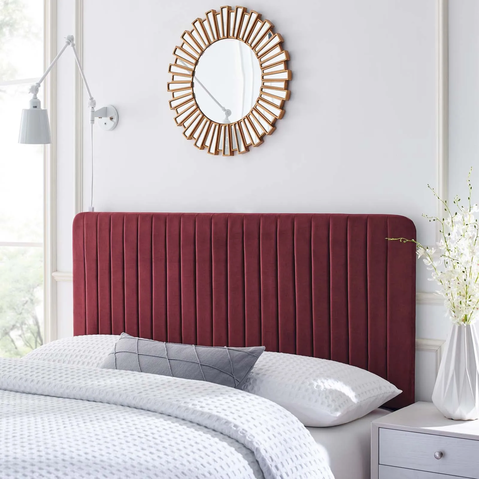 Milenna Channel Tufted Performance Velvet Headboard