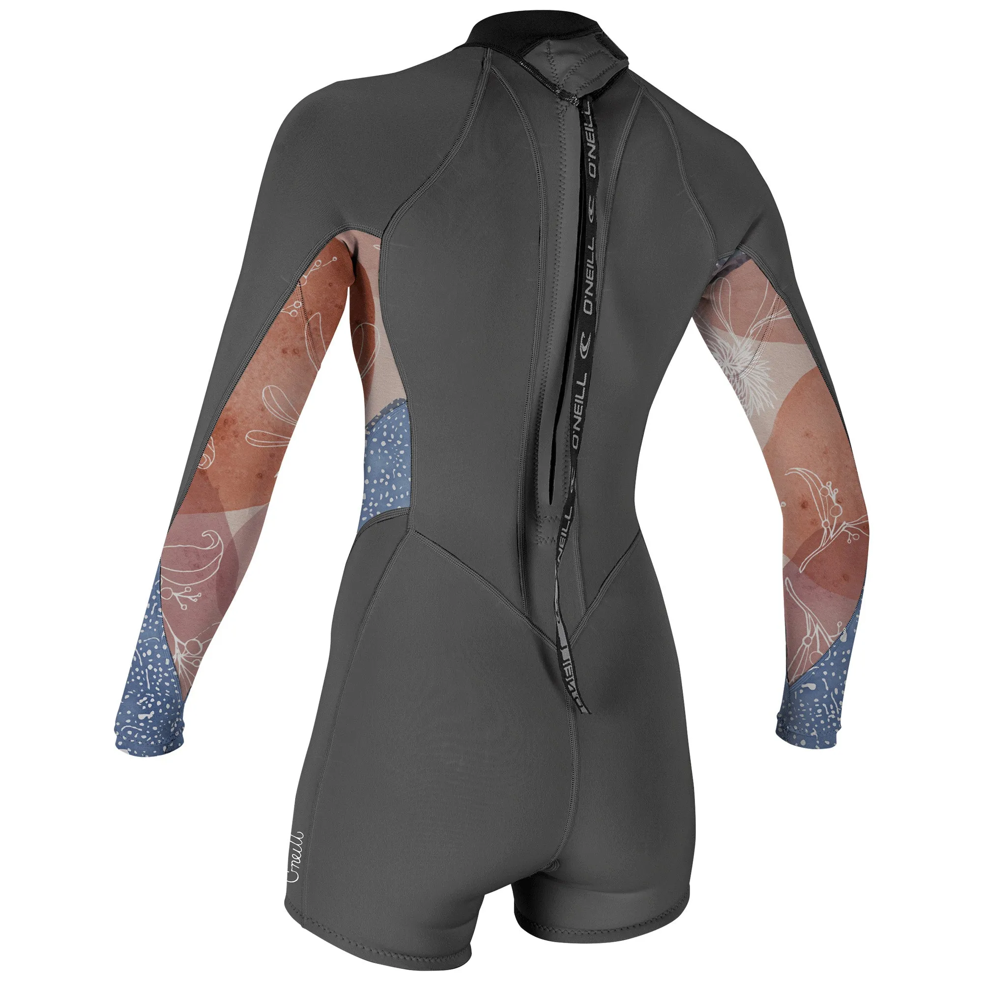 O'Neill Womens Bahia 2/1mm Long Sleeved Back Zip Shorty Wetsuit