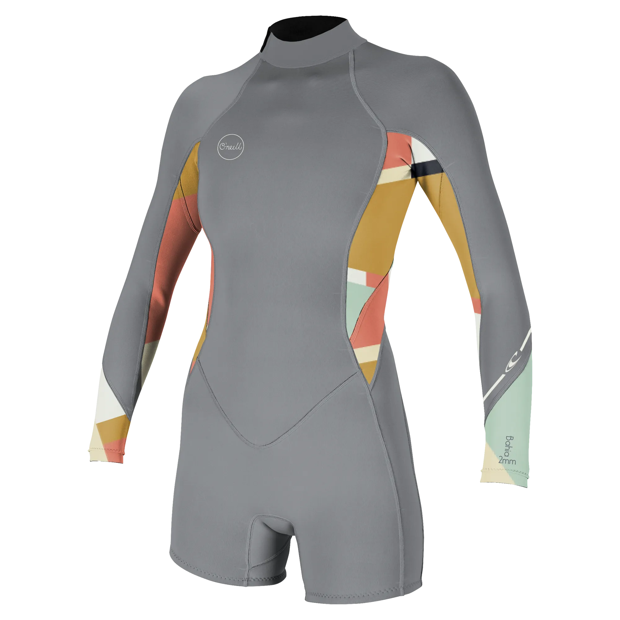 O'Neill Womens Bahia 2/1mm Long Sleeved Back Zip Shorty Wetsuit