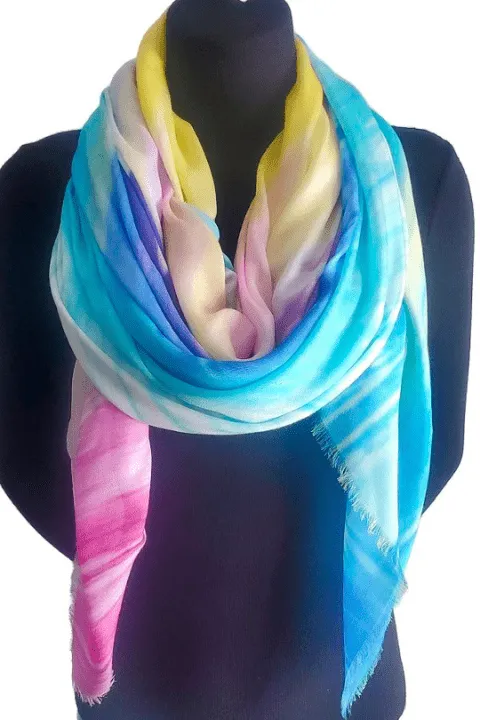 Oversized Square Italian Cashmere Blend Scarf - Prismatic, New Zealand