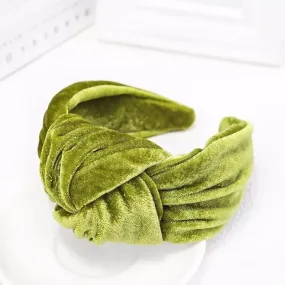 Oversized Velvet Knot Headband Lime