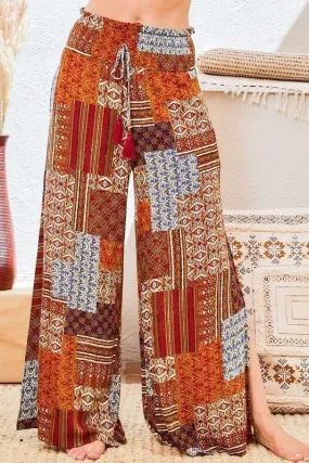 Patch Print Palazzo Pants