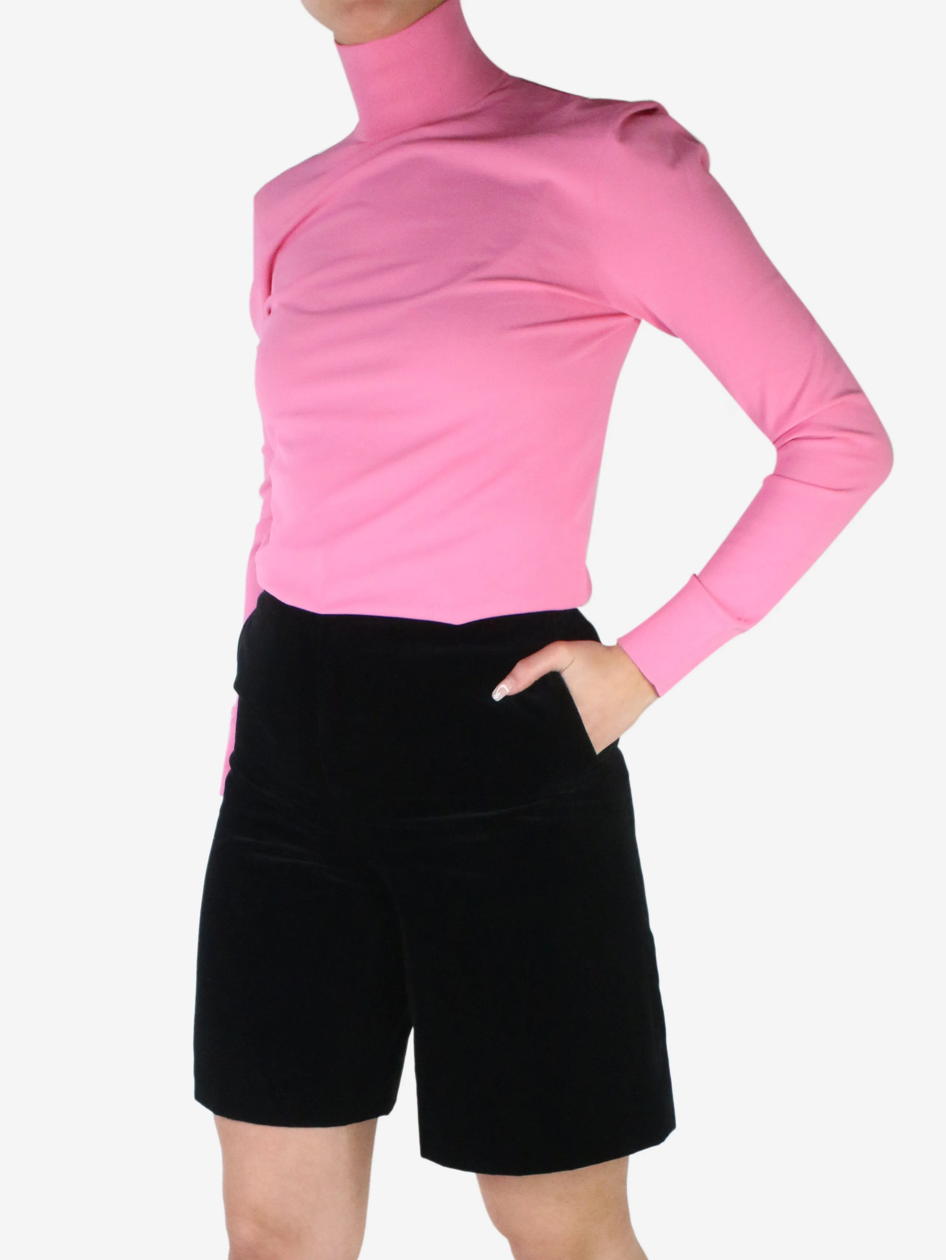 Pink long-sleeved high-neck top - size L