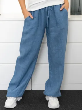 Shay hør pants blue