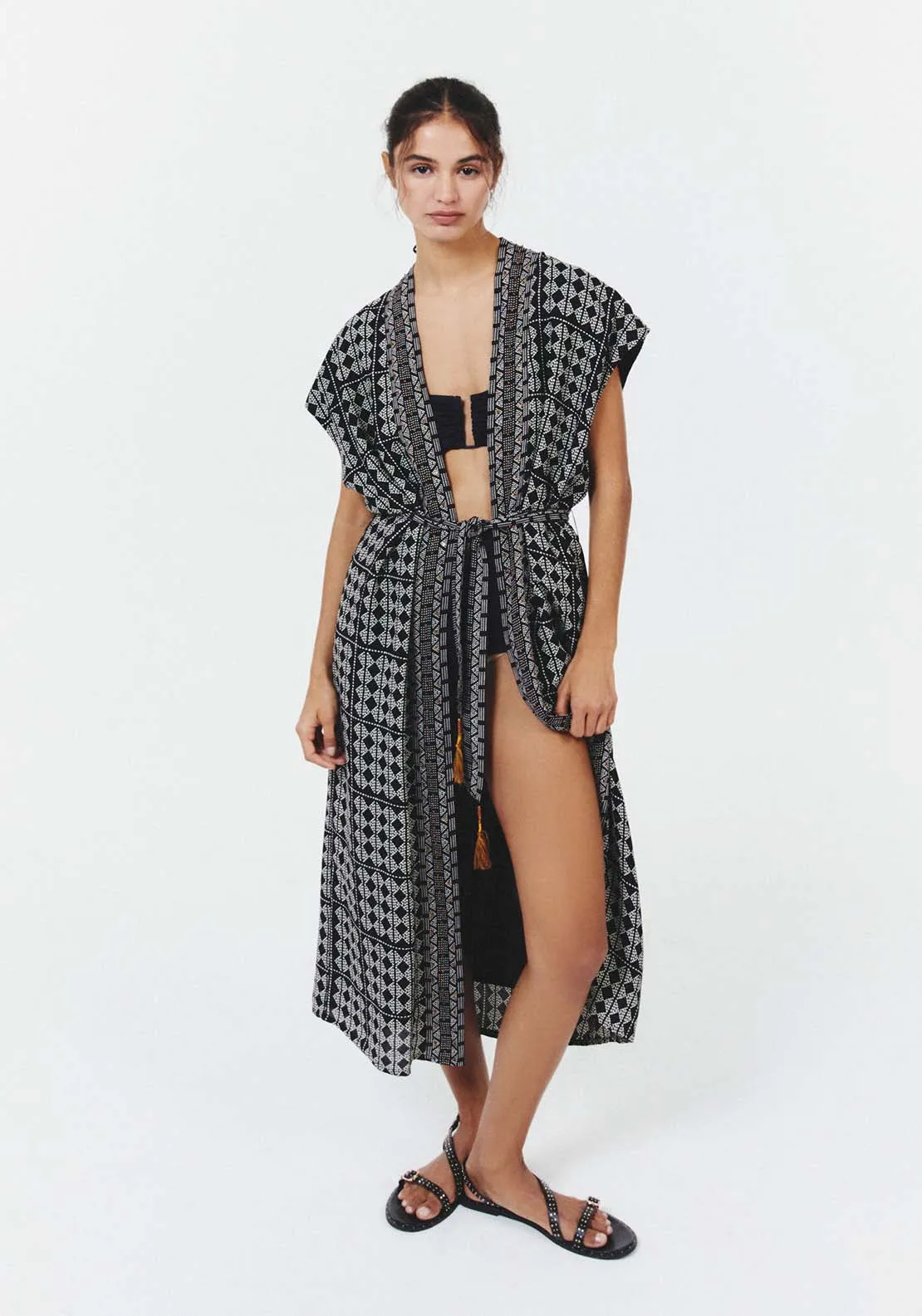 Short-sleeved kimono - Black