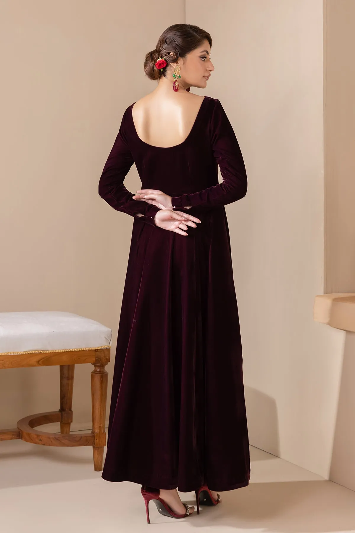 SOLID VELVET FROCK  PR-854