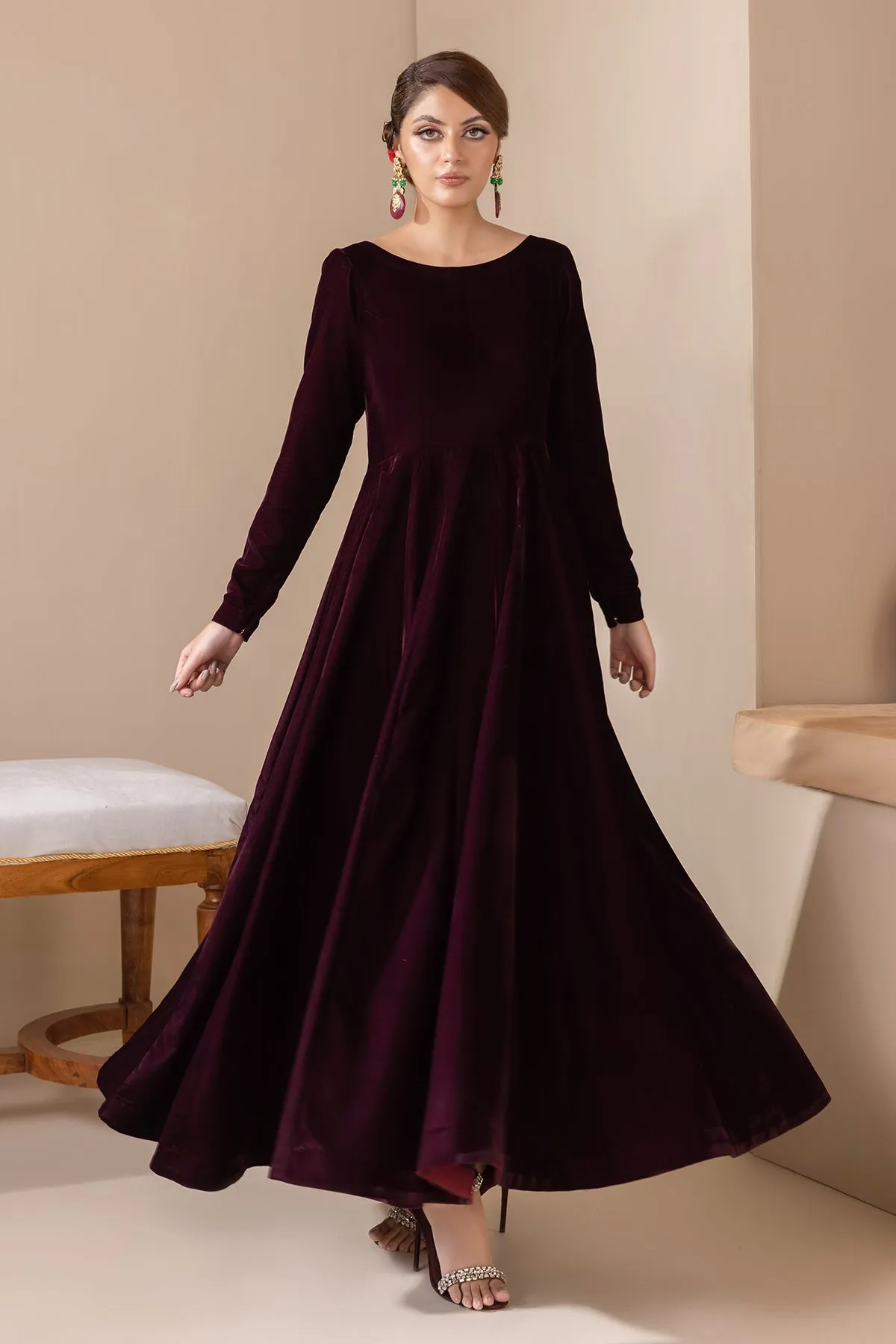 SOLID VELVET FROCK  PR-854