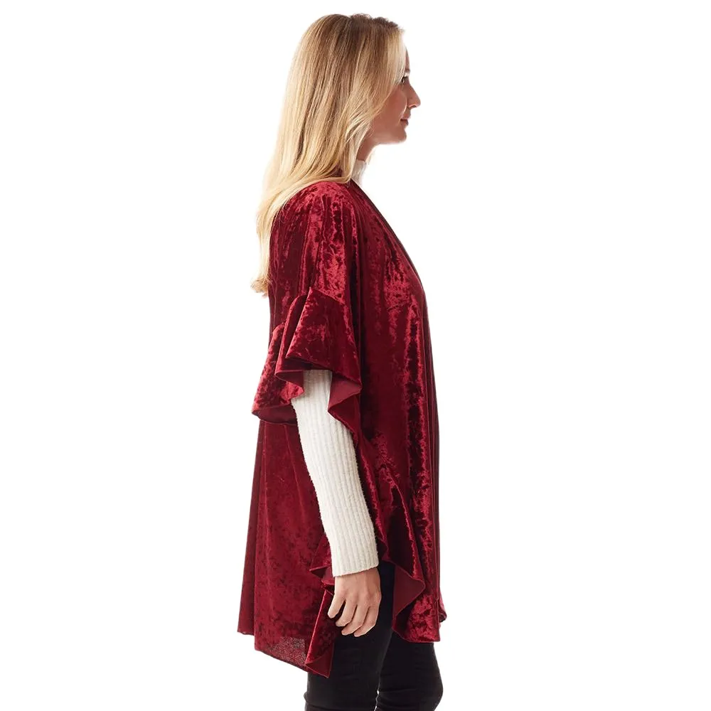 Solid Velvet Shawl Poncho