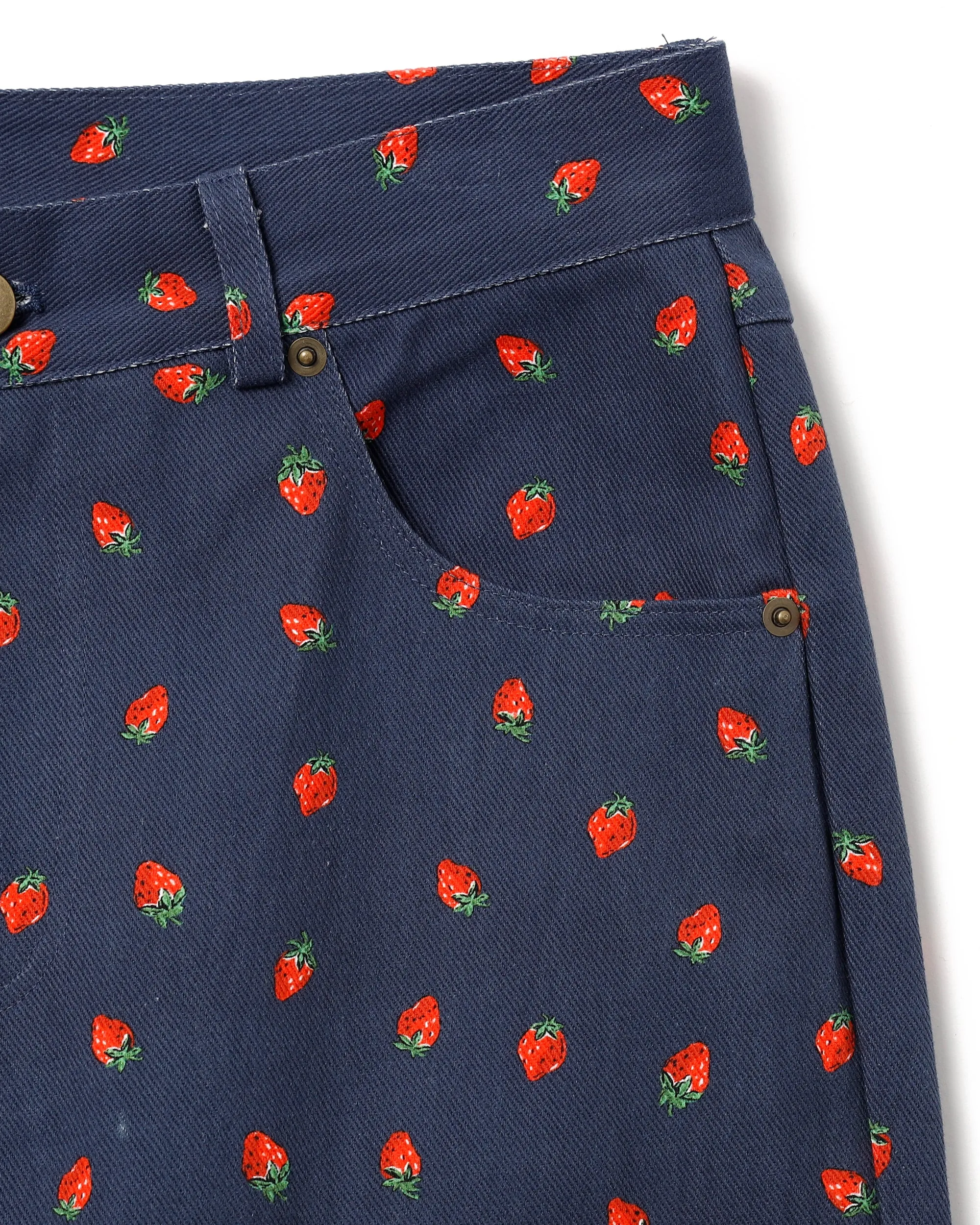 Strawberry denim pants (Navy)