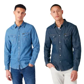 Wrangler Men's Western Denim Shirt - Long Sleeved