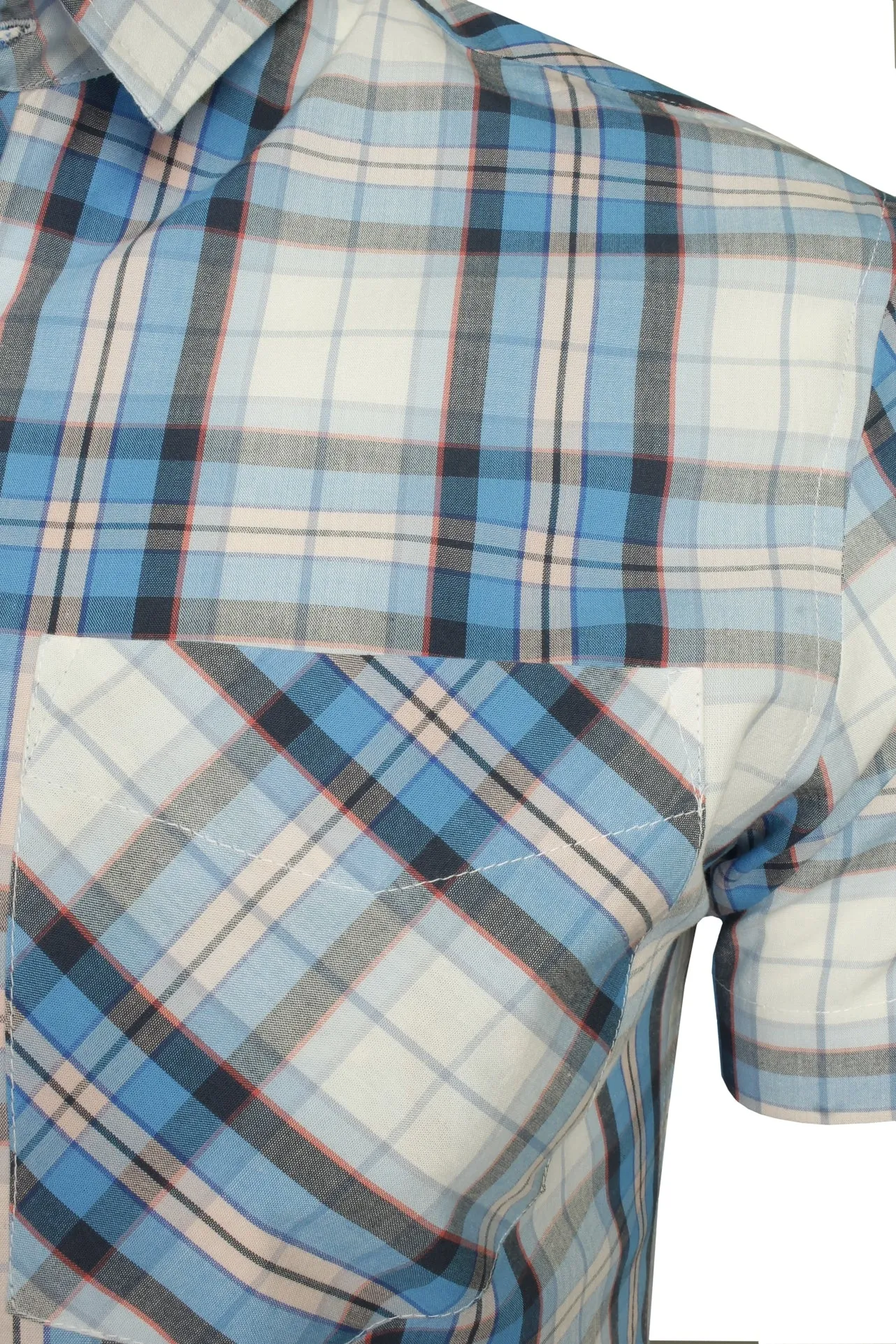 Xact Mens Cotton Checked Shirt - Short Sleeved